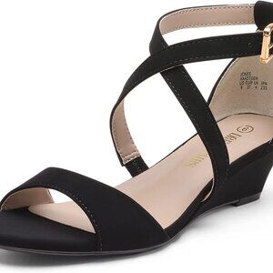 Women's Low Wedge Sandals Ankle Strap Open Toe Dress Shoes Summer
